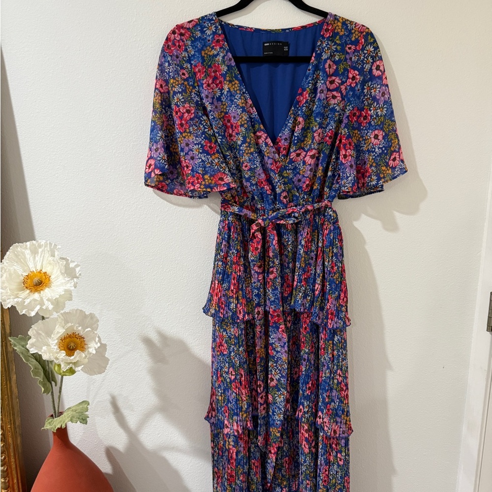 ASOS Blue and Pink Floral Maxi Dress